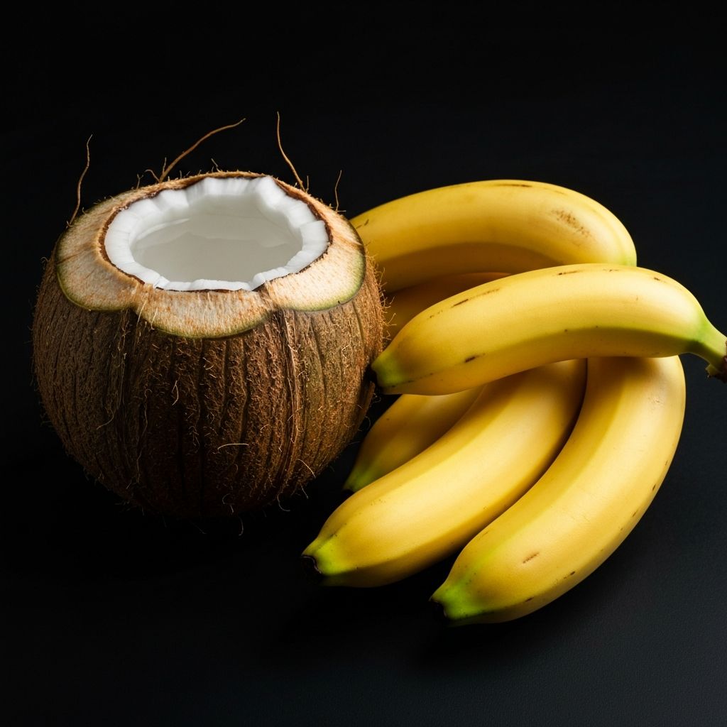 Electrolyte sources: coconut water, bananas